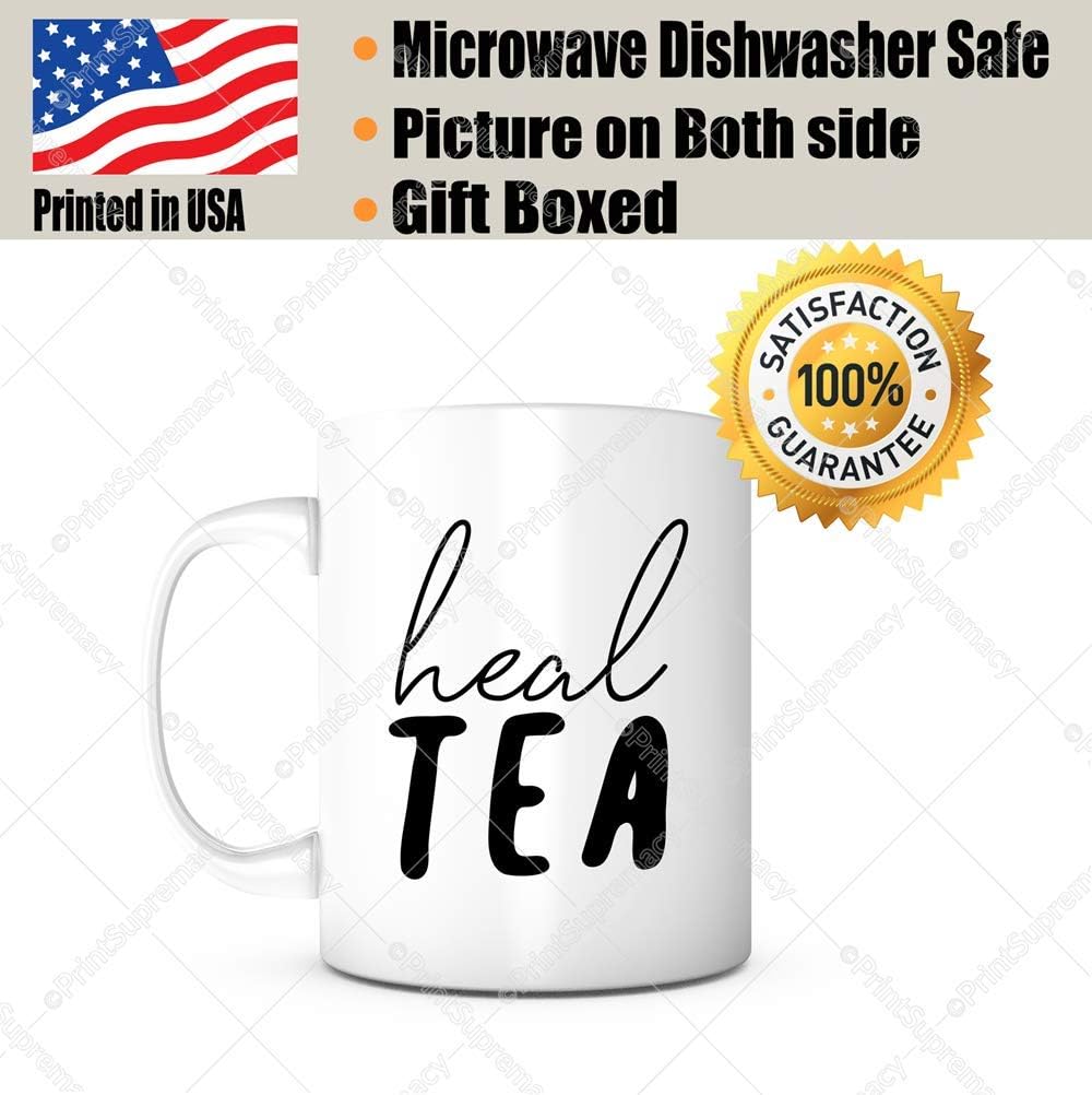 Heal Tea-11 Ounce White Ceramic Mug, Funny Gift, Coffee Mug for Valentine's Day Wedding Anniversary Christmas, Novelty Gift for Tea Lover Friend Coworker Teacher Boss Men Women Husband Wife (2)