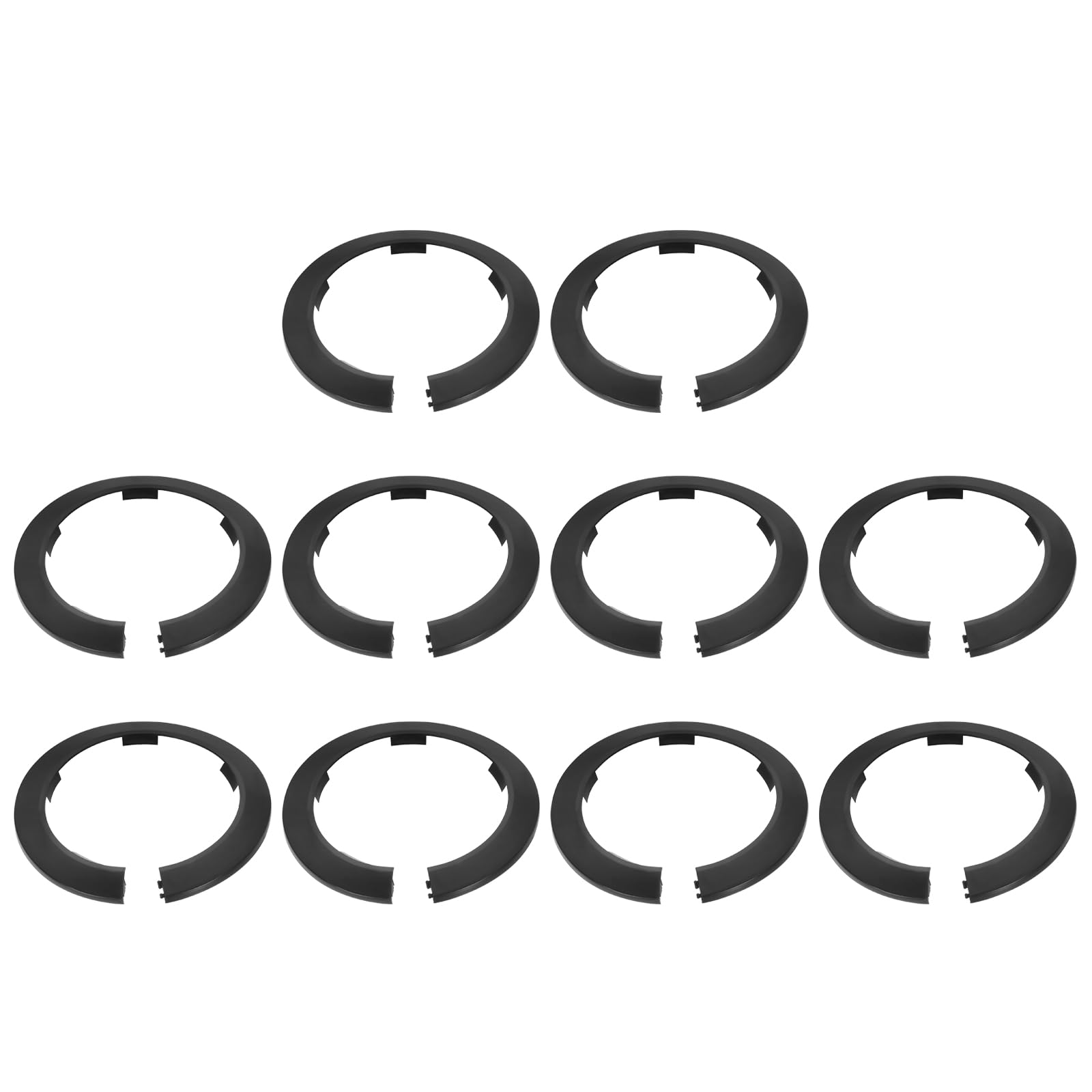 sourcing map 10pcs Flange Pipe Cover Decoration 4.49" (114mm) Plastic Clip-on Wall Hole Cover Under Sink Pipe Radiator Escutcheon Collar for Bathroom Kitchen Toilet, Black