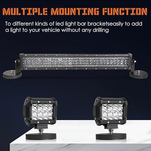 Miniatura 9 de GLOBLED Soporte de barra de luz magnética, potente base magnética LED soportes de montaje para iluminación de conducción todoterreno (2 unidades)