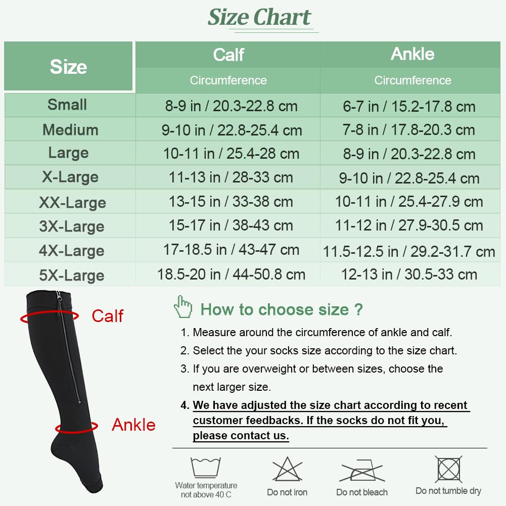 Ailaka Medical Zipper Kompressions-Wadensocken 20-30 mmHg für Frauen und Männer, kniehohe, offene Zehen, feste Unterstützung abgestufte Krampfadern Strumpfwaren für Ödeme, Schwellungen