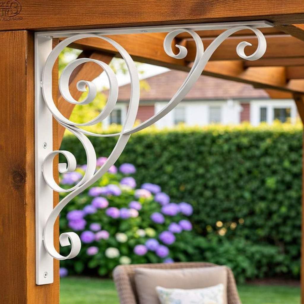 DanDiBo Consola de 50 x 50 cm, bandas para la cabeza de hierro forjado, metal blanco, conector angular, consola de pared, soporte para estanterías