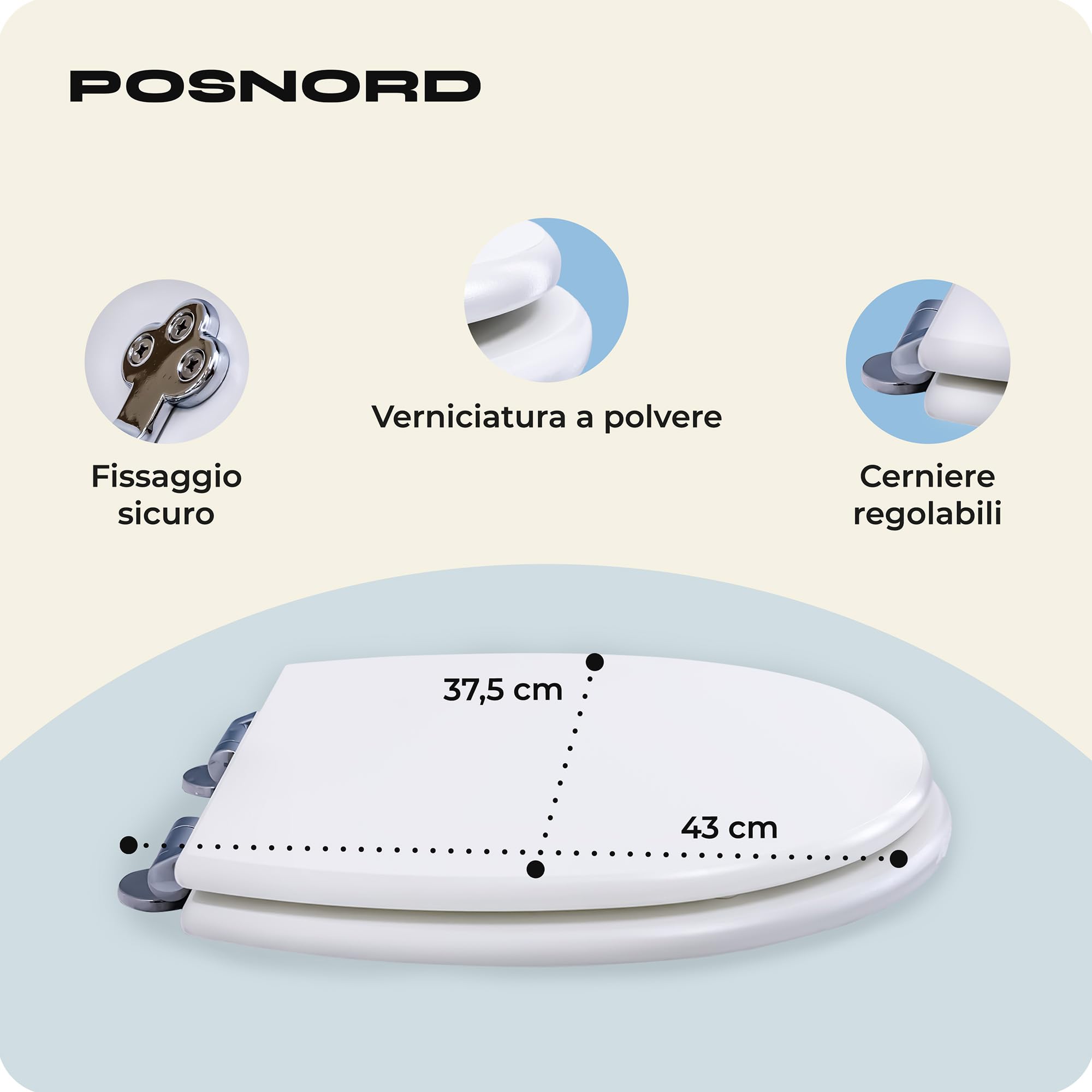 Copriwater Universale con Chiusura Rallentata, Tavoletta WC Universale in MDF, Sedile WC Soft Close con Sgancio Rapido, Asse WC Standard per Bagno - Bianco