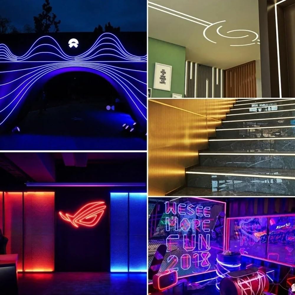 Tubo diffusore flessibile in silicone al neon LED con angolo del fascio di 120°(White,F1510-2meters)