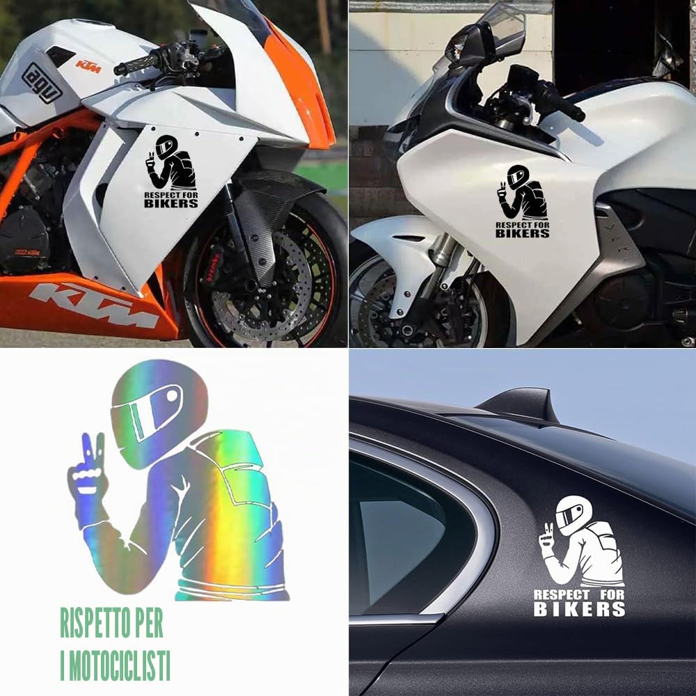 3 Pezzi Adesivi per Auto Rispetto per Motociclisti Decorazione per Auto Moto Computer Portatile Skateboard per Veicoli Alla Moda ed Elegante con Raschietto in PlasticaTablet