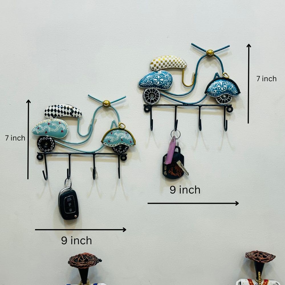 Handpainted Metal Key Holder - Unique Wall Decor -3