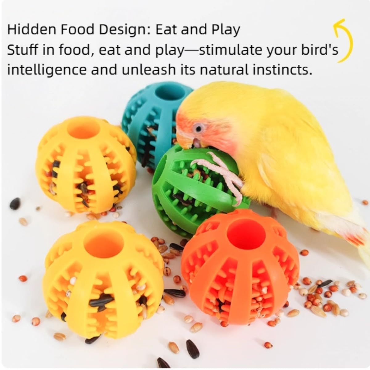 2PCS Parrot Foraging Ball Toy Puzzle, Bird Treat Ball for Teething, Small Animals Slow Feeder, Food Hide Treat Dispensing Snuffle Game Interactive Toy for Parakeets, Lovebirds, Conures, Random Color - image 4