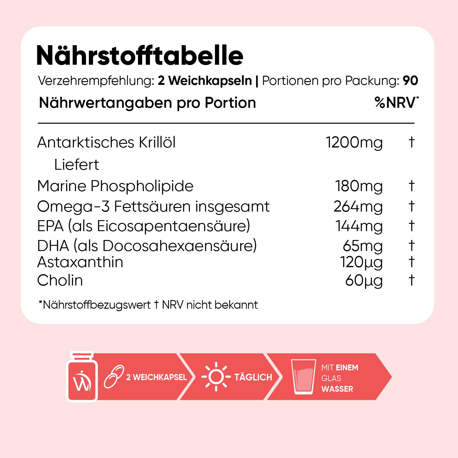 WeightWorld Antarktisches Krillöl Weichkapseln - 1200 mg pro Portion Liefert Omega 3, DHA, EPA, Astaxanthin, Cholin, Marine Phospholipide, 180 Softgels für 3 Monate, Gluten- & laktosefrei