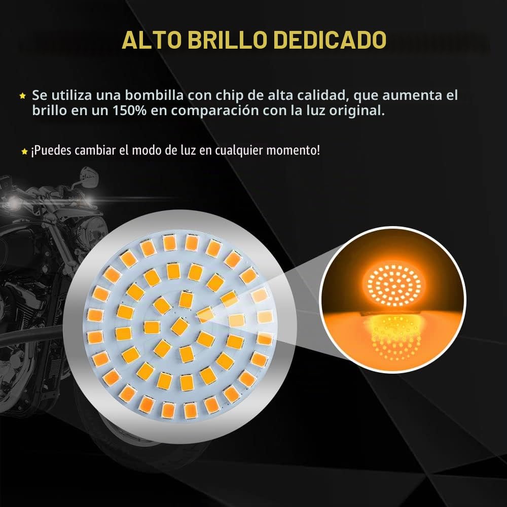 yifengshun 1156 48 LED Delanteros Traseros De Motocicleta Indicadores Con Lente Ahumada De 5cm Super Brillante áMbar LED Luz De SeñAl De Giro Para Harley Touring Sportster Softail Dyna Taillight 4pcs