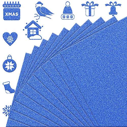FEILIBAY 20 Sheets Royal Blue Glitter Cardstock Paper