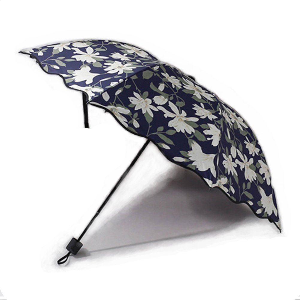 Maibar Women's Curve Sun Umbrella Flower Uv Parasol Small Lightweight Lily Folding Umbrellas Parasols For Lady (Curve)