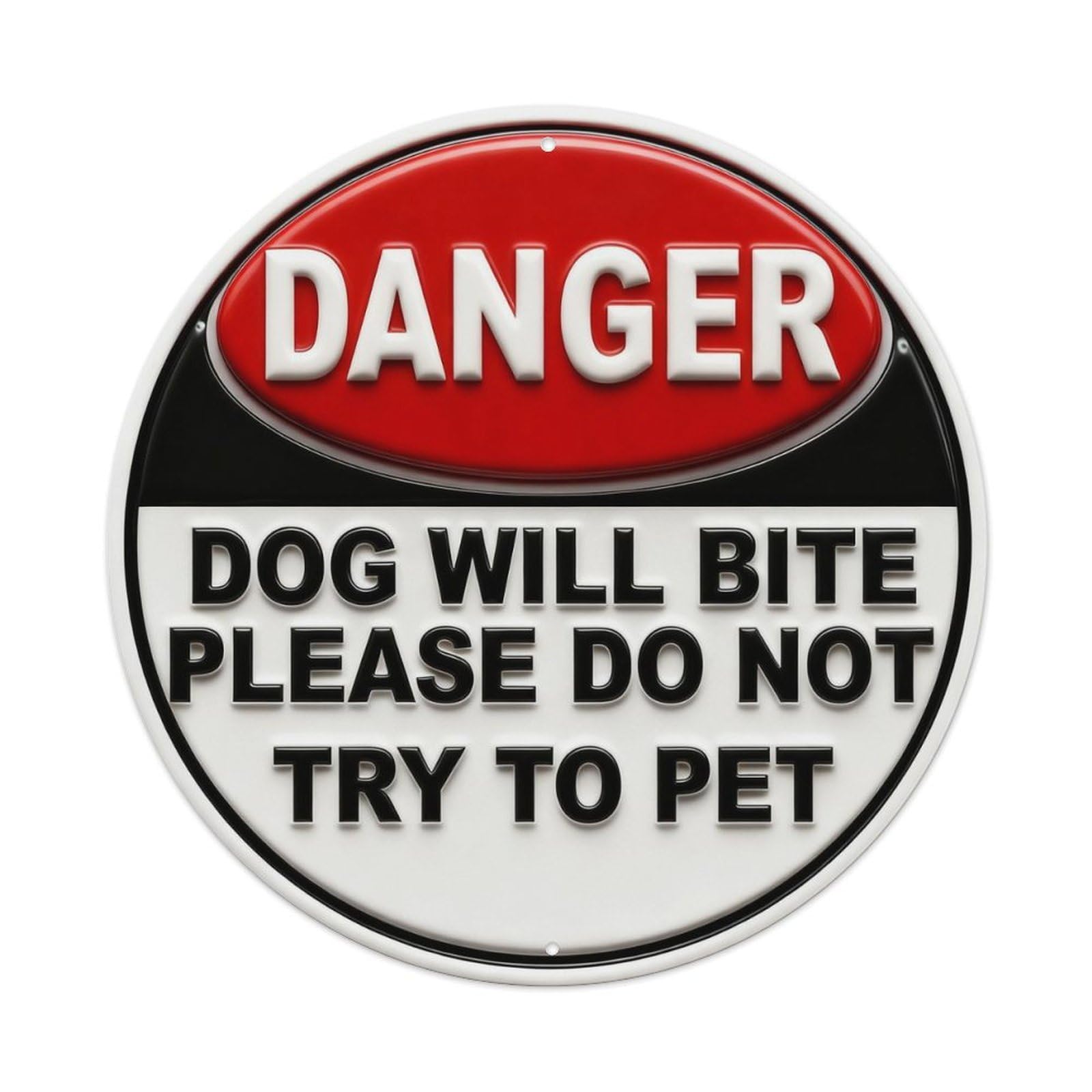 Danger Dog Will Bite Please Do Not Try To Pet Round Metal Tin Sign Vintage Wall Decor, Bar Garage Cafe Kitchen Home Wall Art Poster 8x8inches