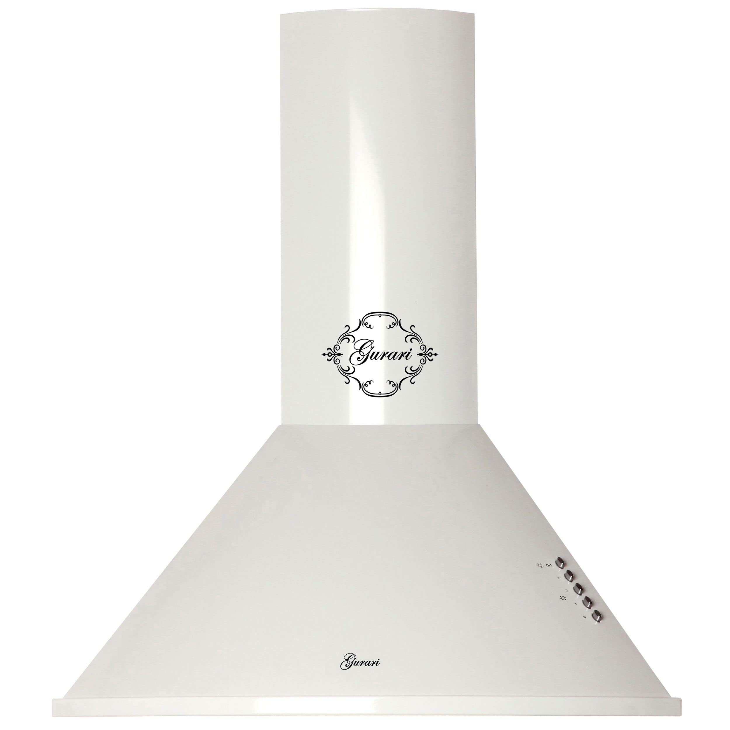 GURARI Wandhaube GCH C 046 WH 6, Dunstabzugshaube 60 cm, Abzugshaube, Weiß, Dunstabzug, Saugstark 1000m³/h, 3 Stufen, Abzugshaube, Ablufthaube, Umlufthaube