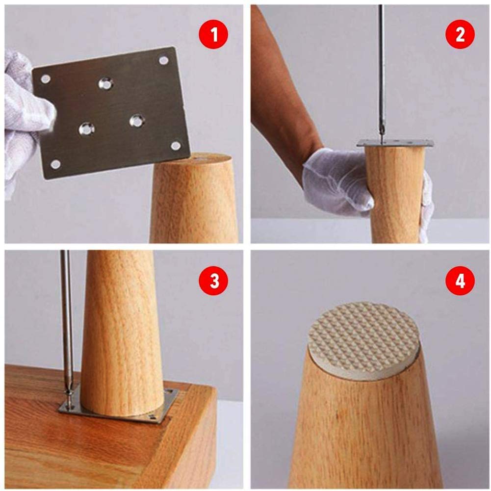 CHEWYNP Gambe per mobili in Legno massello, Piedini di Ricambio per mobili, Gambe per tavoli, Gambe affusolate per Tavolo da tè in Tinta Unita, Gambe per mobili TV, Piedini per Divano, Dri