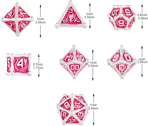 Miniatura 2 de Surpass DND - Juego de dados de metal poliédricos, juego de dados para juegos de rol para Dungeons and Dragons d&D, 7 piezas, dados de metal de 6