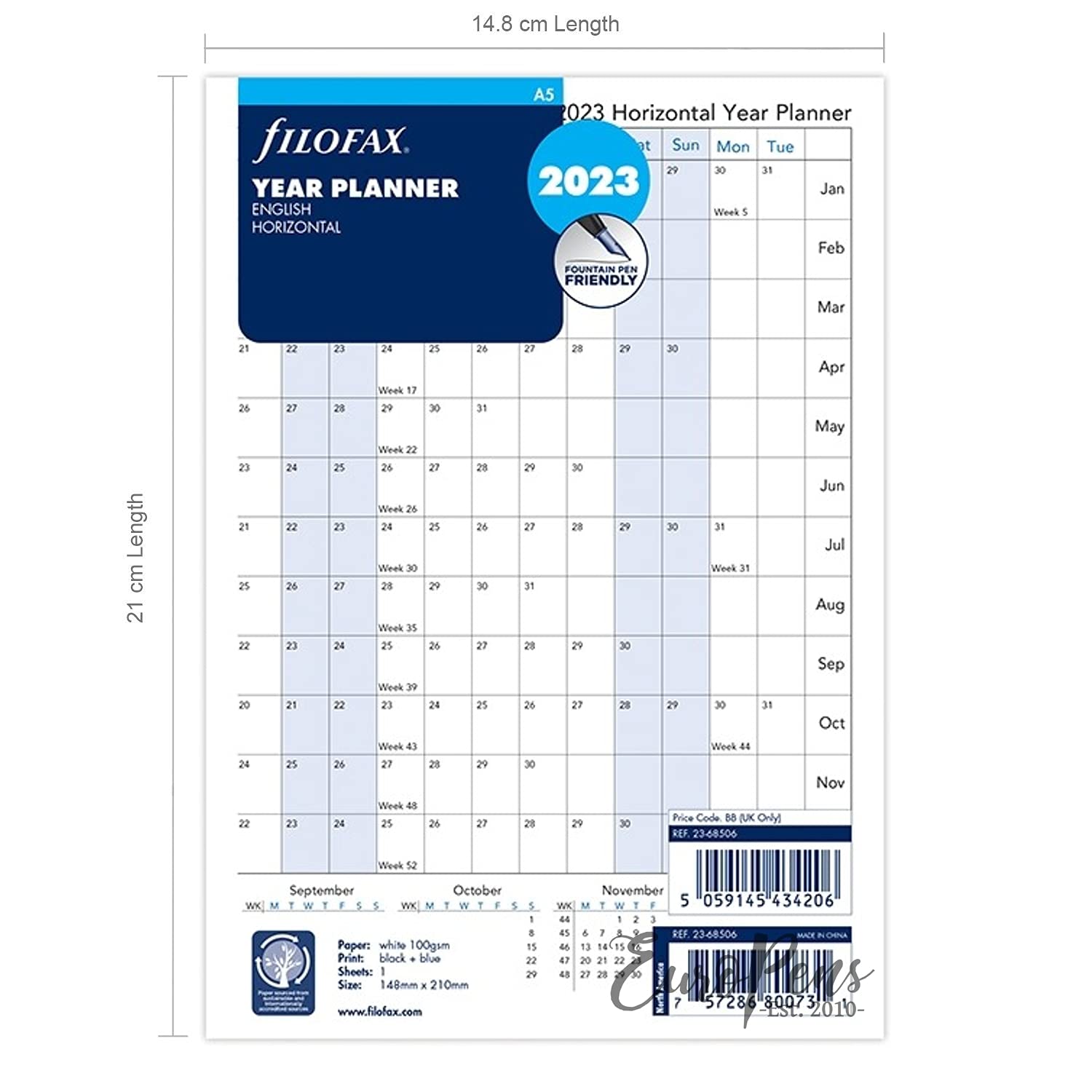Filofax A5 Jahresplaner horizontal 2023 23-68506