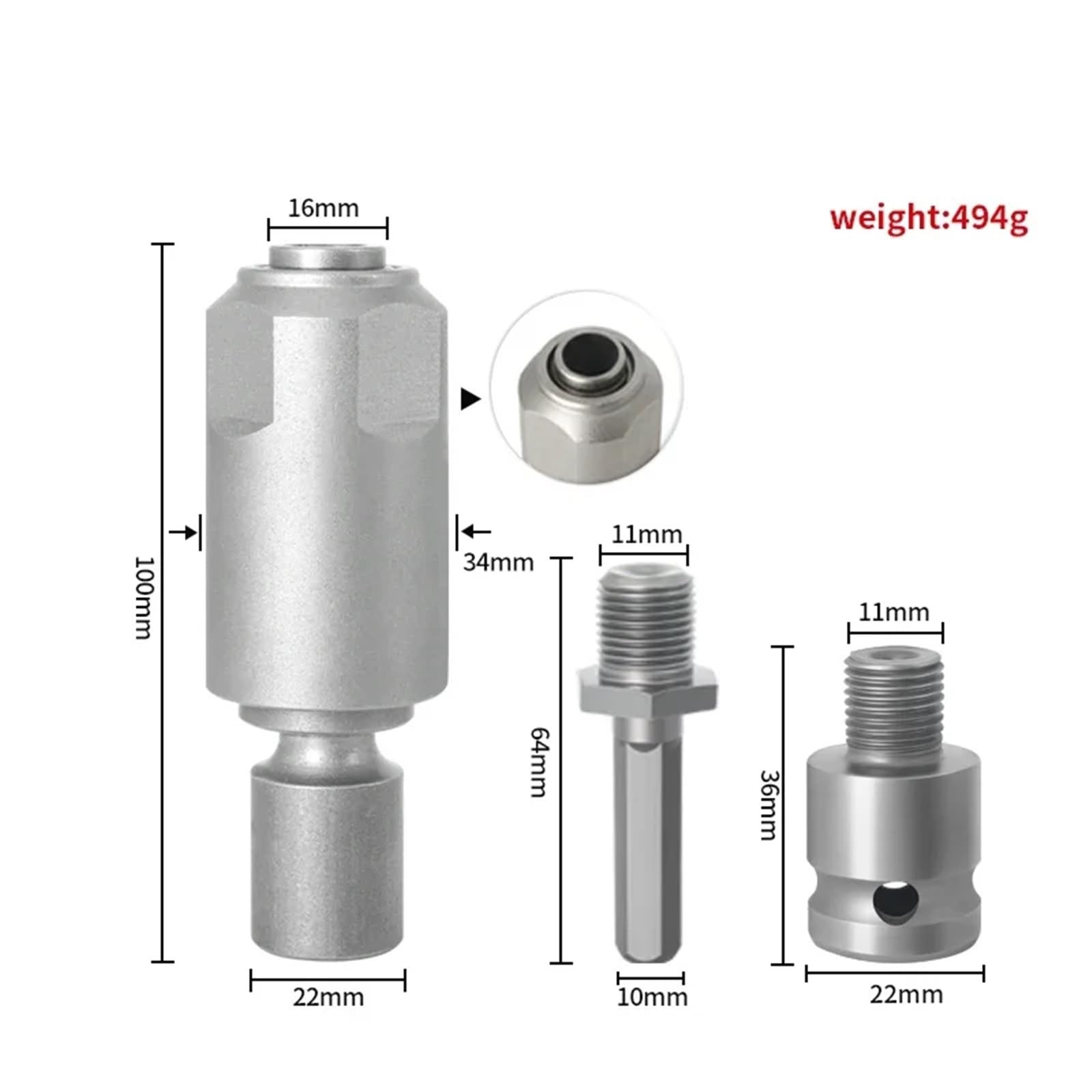 Adapter for Converting Impact Wrench To Electric Hammer Converts To SDS-Plus/Square Interface for Use with Drill/Impact Wrench(Dual-use SDS-Plus)