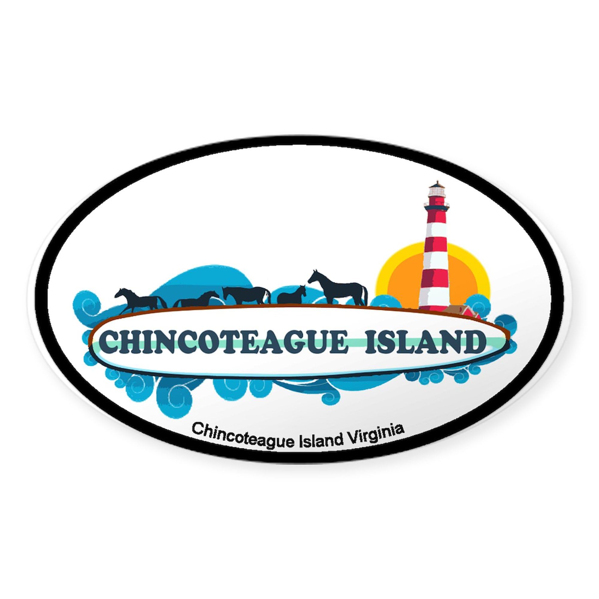 CafePress Chincoteague Island VA Oval Car Bumper Sticker