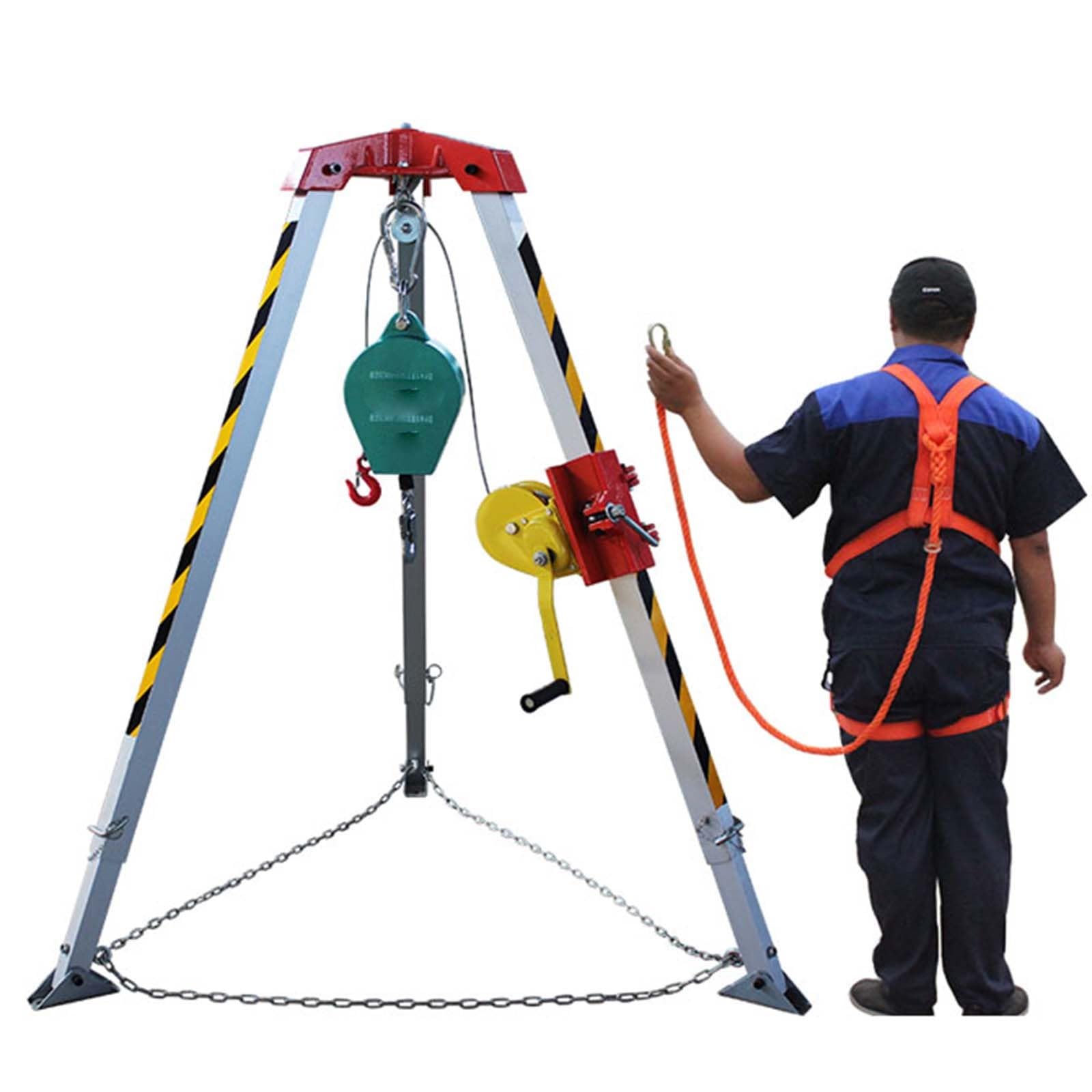 Kit de trípode de rescate de emergencia, cabrestante de 2600 libras, sistema de trabajo aéreo de 30 pies, arnés de seguridad para máxima seguridad y eficiencia