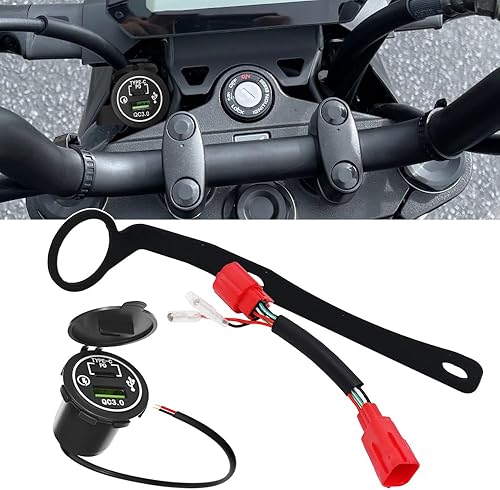 Cargador USB de motocicleta de carga rápida 3.0, kit de puerto USB dual compatible con Honda GROM 125 MSX125 2021-2024