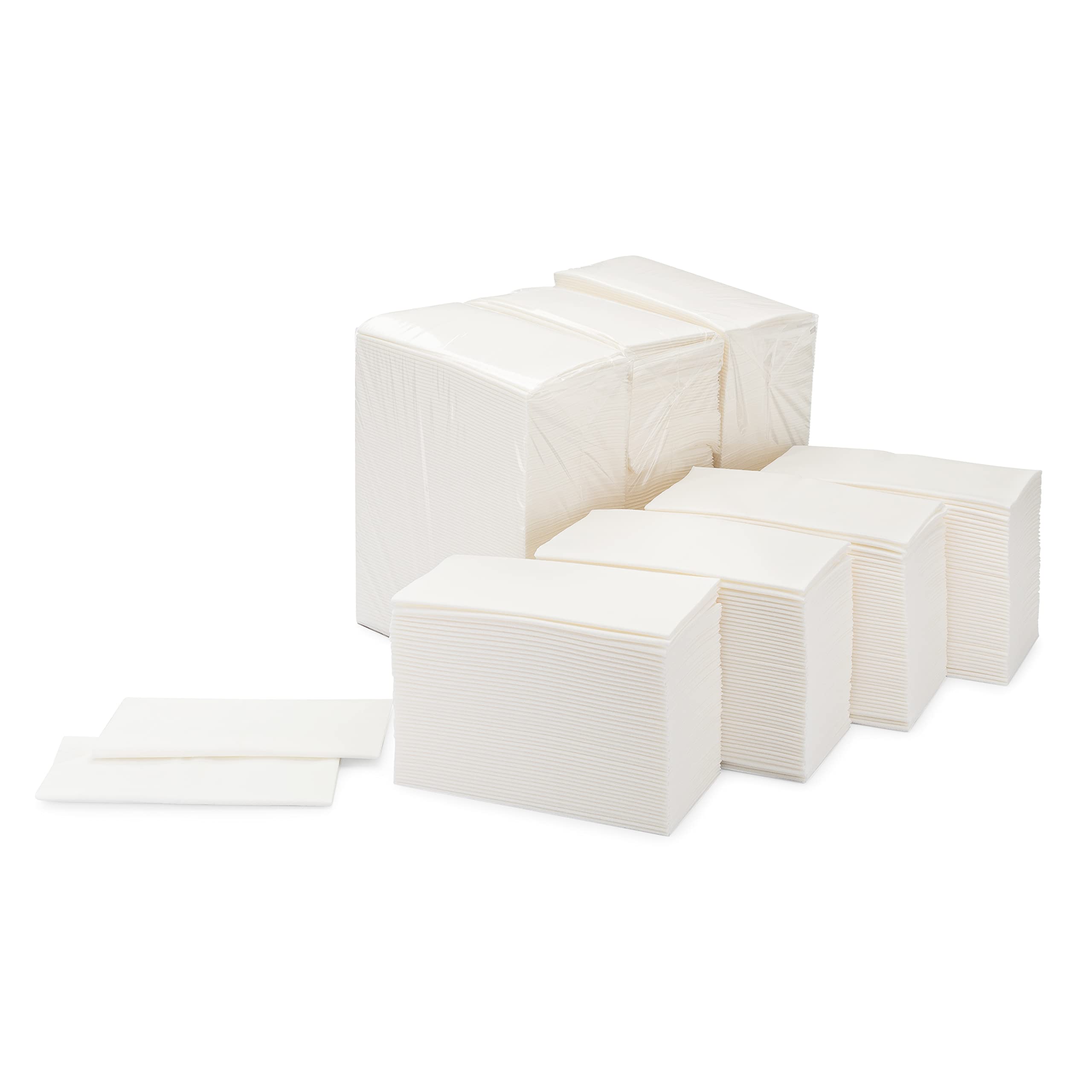 Paterson Paper 500 Count - 17" x 17" Linen Feel Cloth Like Dinner Napkins Disposable - White Bathroom Guest Hand Napkin Towels