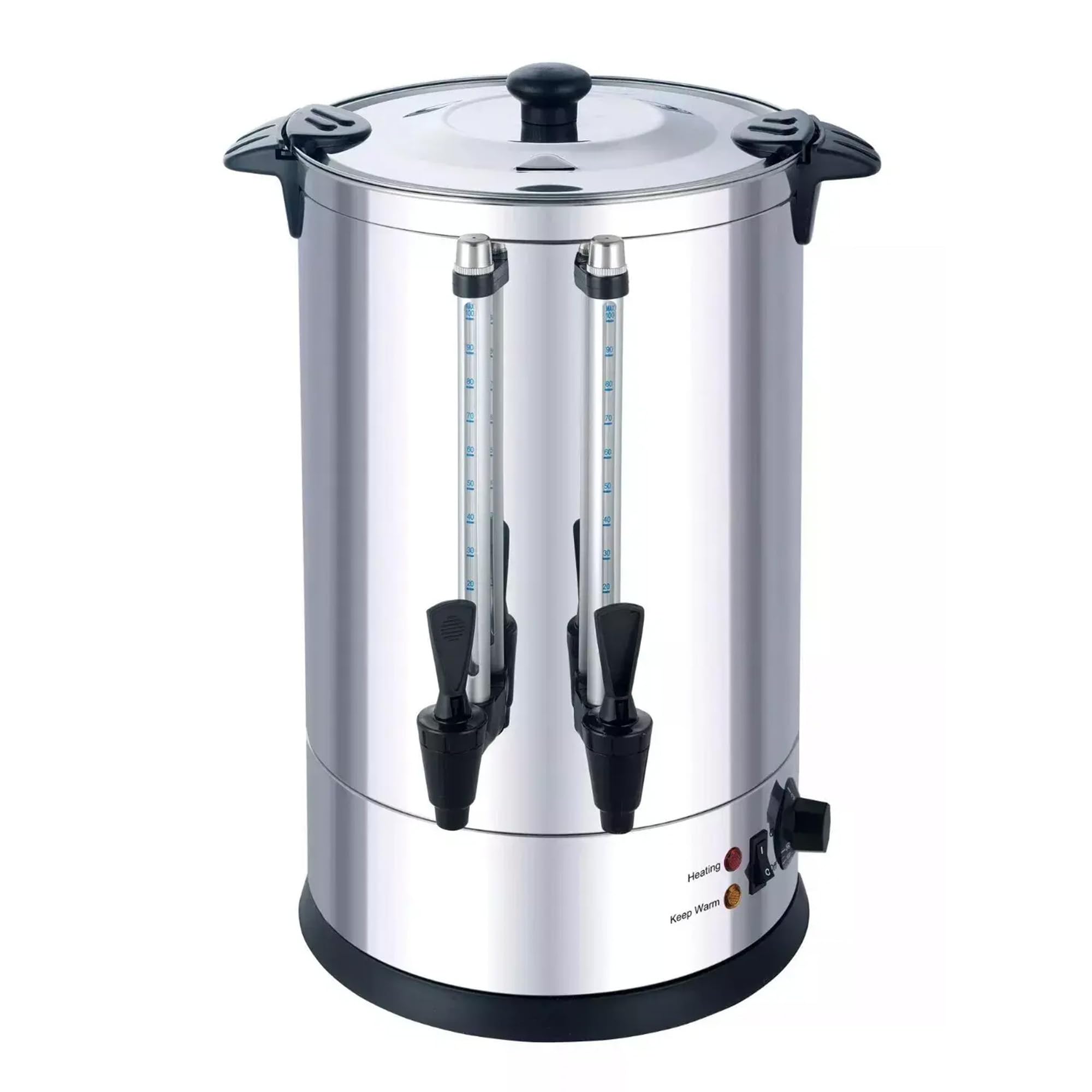 CVS Urne électrique de restauration en acier inoxydable 13,9 litres 1650 W – Chaudière à eau – Bouilloire – Indicateur de niveau d'eau – Robinet anti-goutte – Contrôle de la température – Urne de café