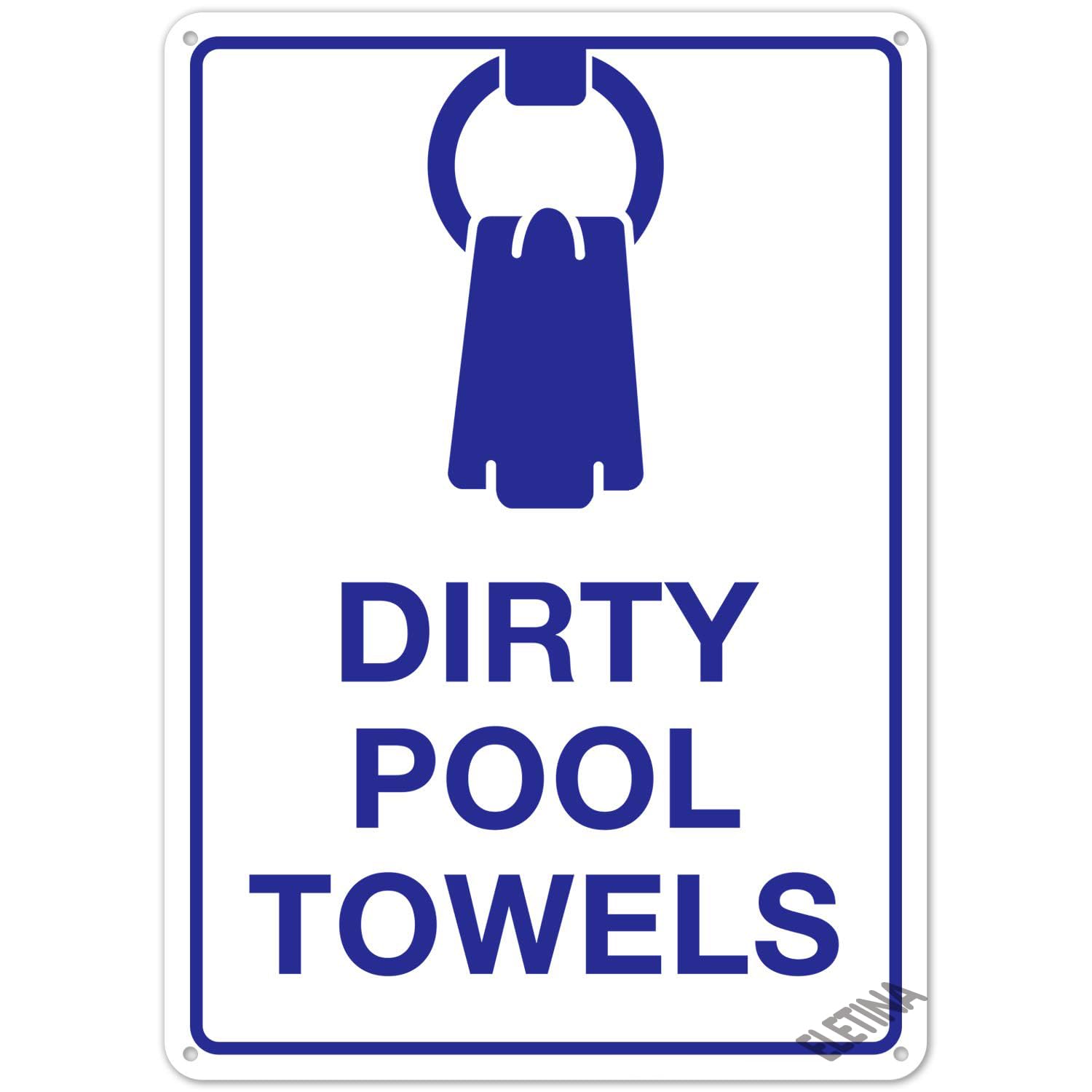 Warning Sign Pool Rules Dirty Towels Safety 8""X12"" Metal Aluminum