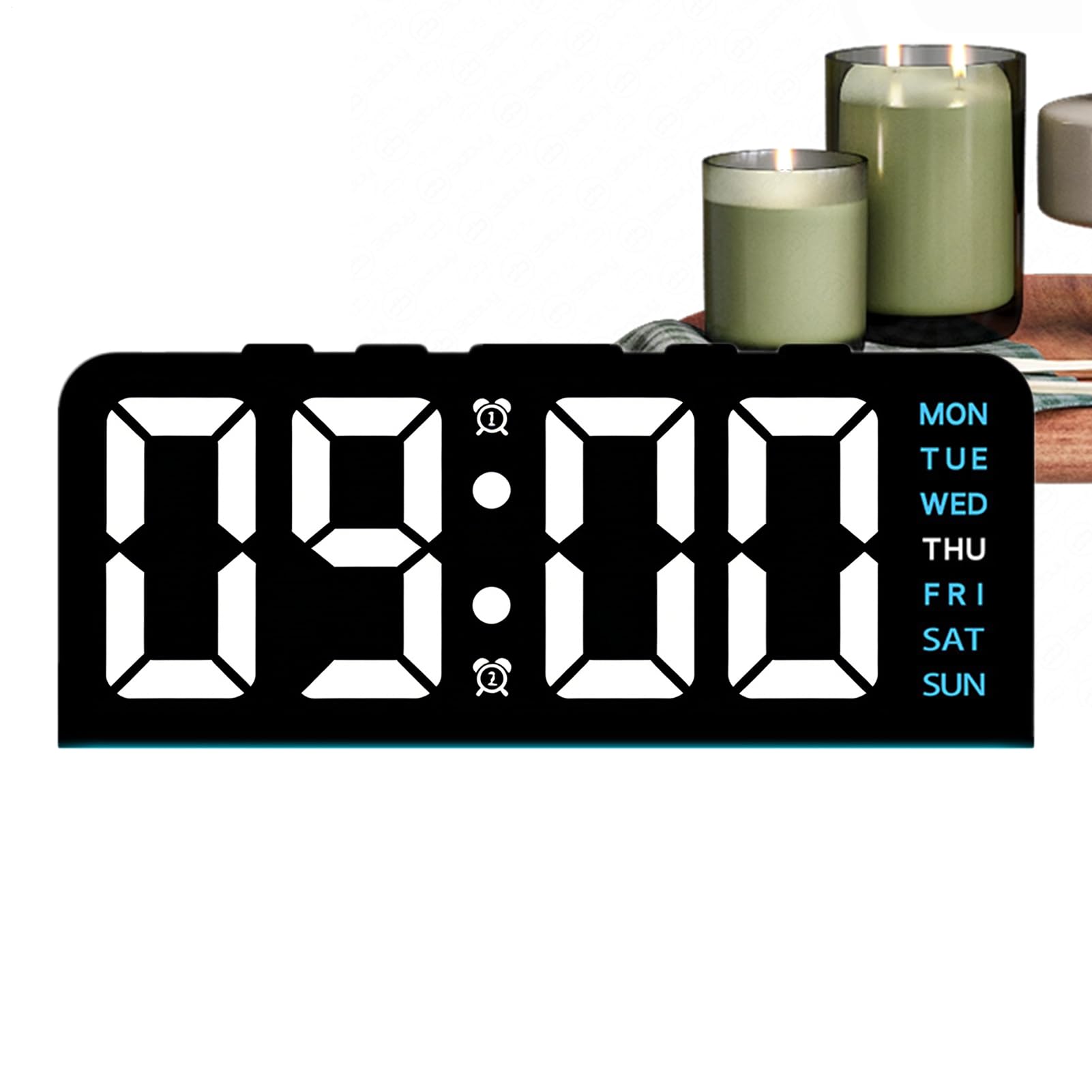 Despertador digital a pilas con reloj LED de 4 niveles para mesa de noche