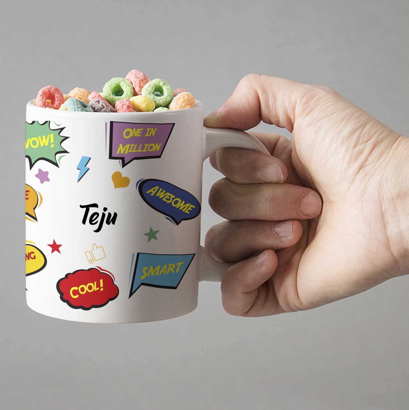 ASHVAH Customized Teju Name Ceramic Coffee Mug - Best Birthday Gift for Daughter, Son, Sister, Brother, Return Gift for Kids, Name -Teju 3