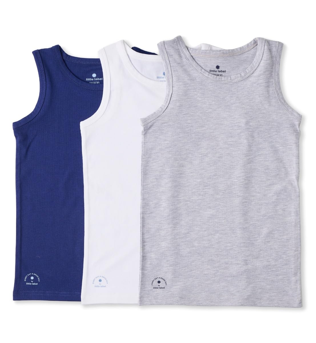 little label - Kinder Unterhemd Jungen 3er-Pack - Unterwäsche Jungen Tanktop - Jungen Untershirt Slim fit lang Größen 92 bis 164 - Bio-Baumwolle