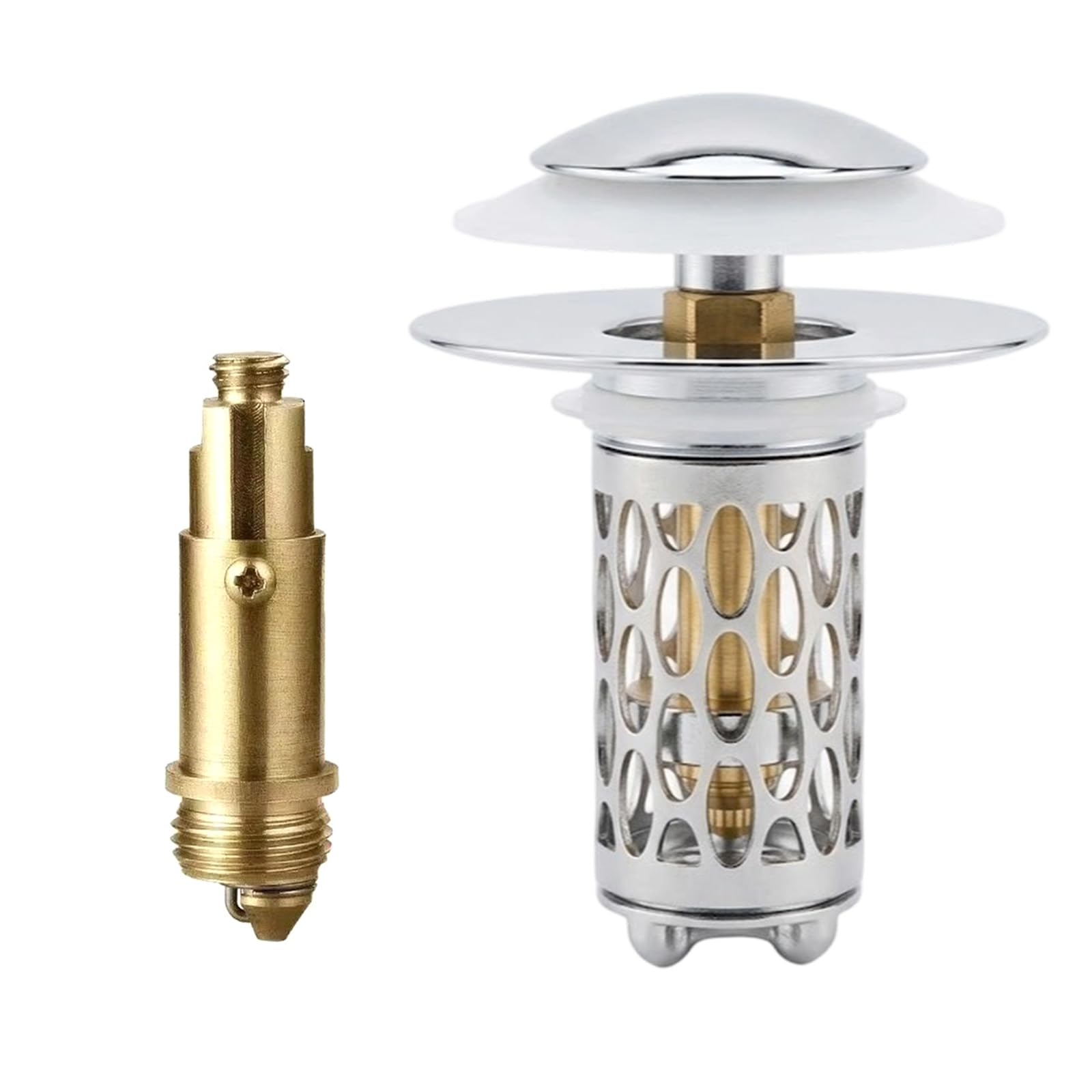 Professional Popup Drain Stoppers with Hair Metal Construction Sink Drain Cover for Bathroom Vanity Sinks Hair Catcher for Sink