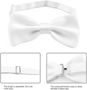 Adjustable Men Bow Tie Solid Color Formal Classic Pre-Tied Fastener Bowtie for Wedding, Party, Prom
