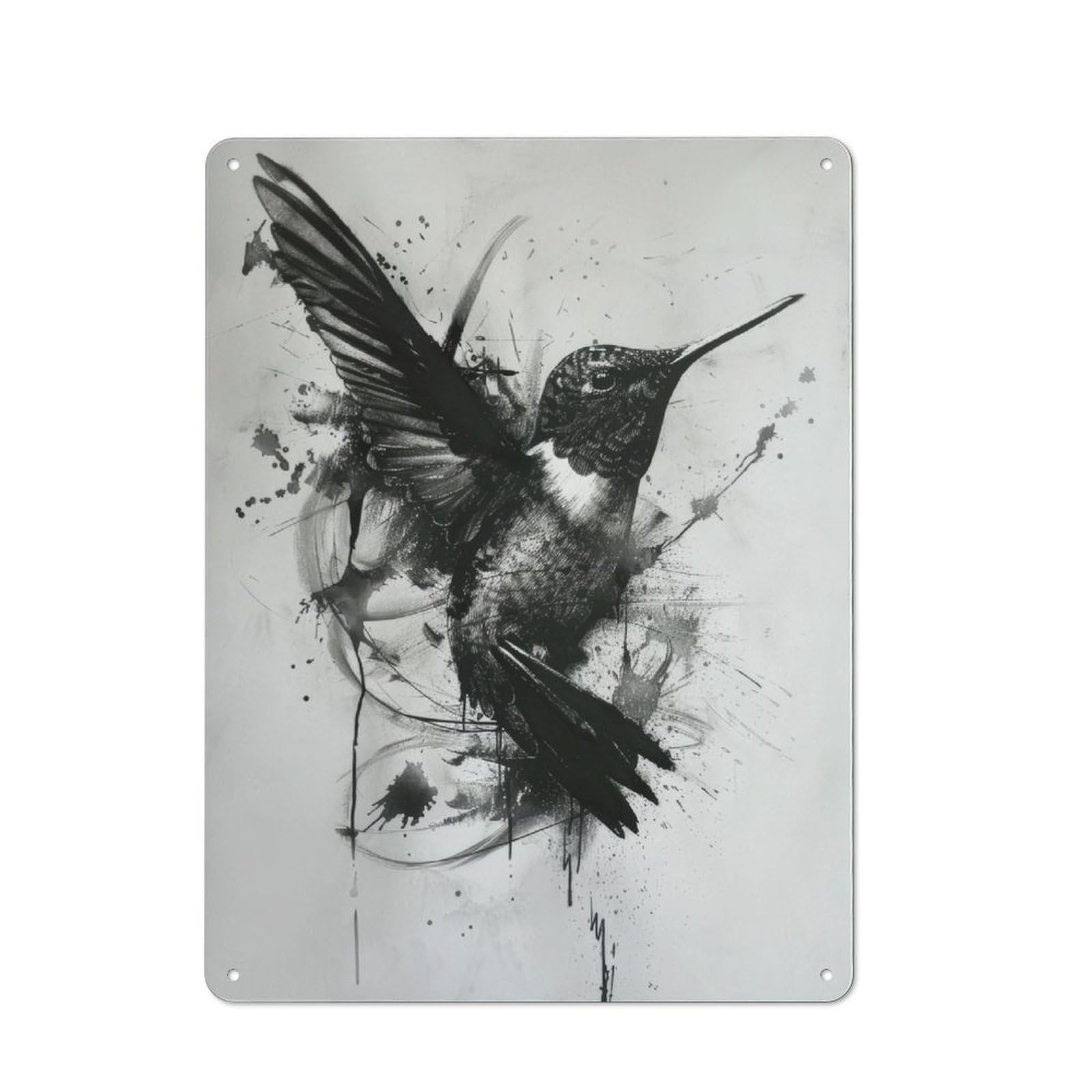 Junmoney The Hummingbird Tin Wall Plaque 40X30cm With For Studio Or Craft Room, Suited To Craft Room Decorators