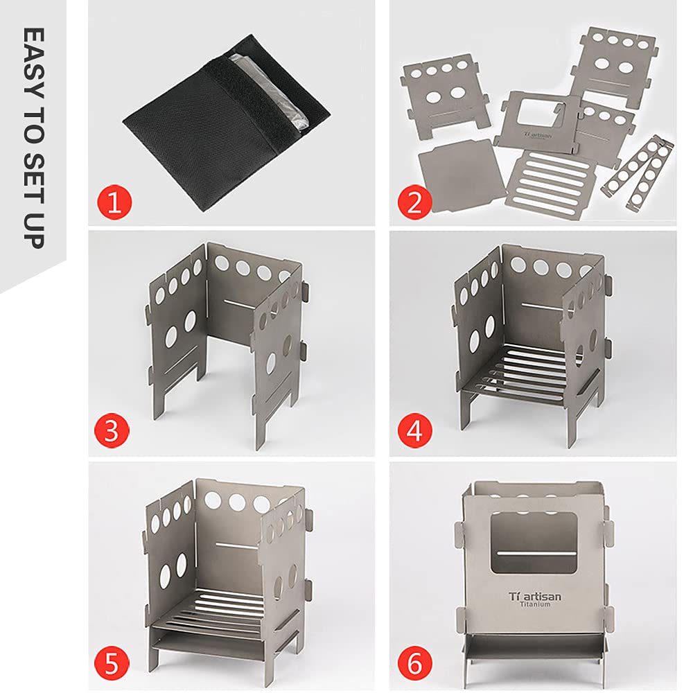 Poêle à bois portable pliable en titane pour camping, pique-nique, randonnée, camping, camping, randonnée, poêle à bois
