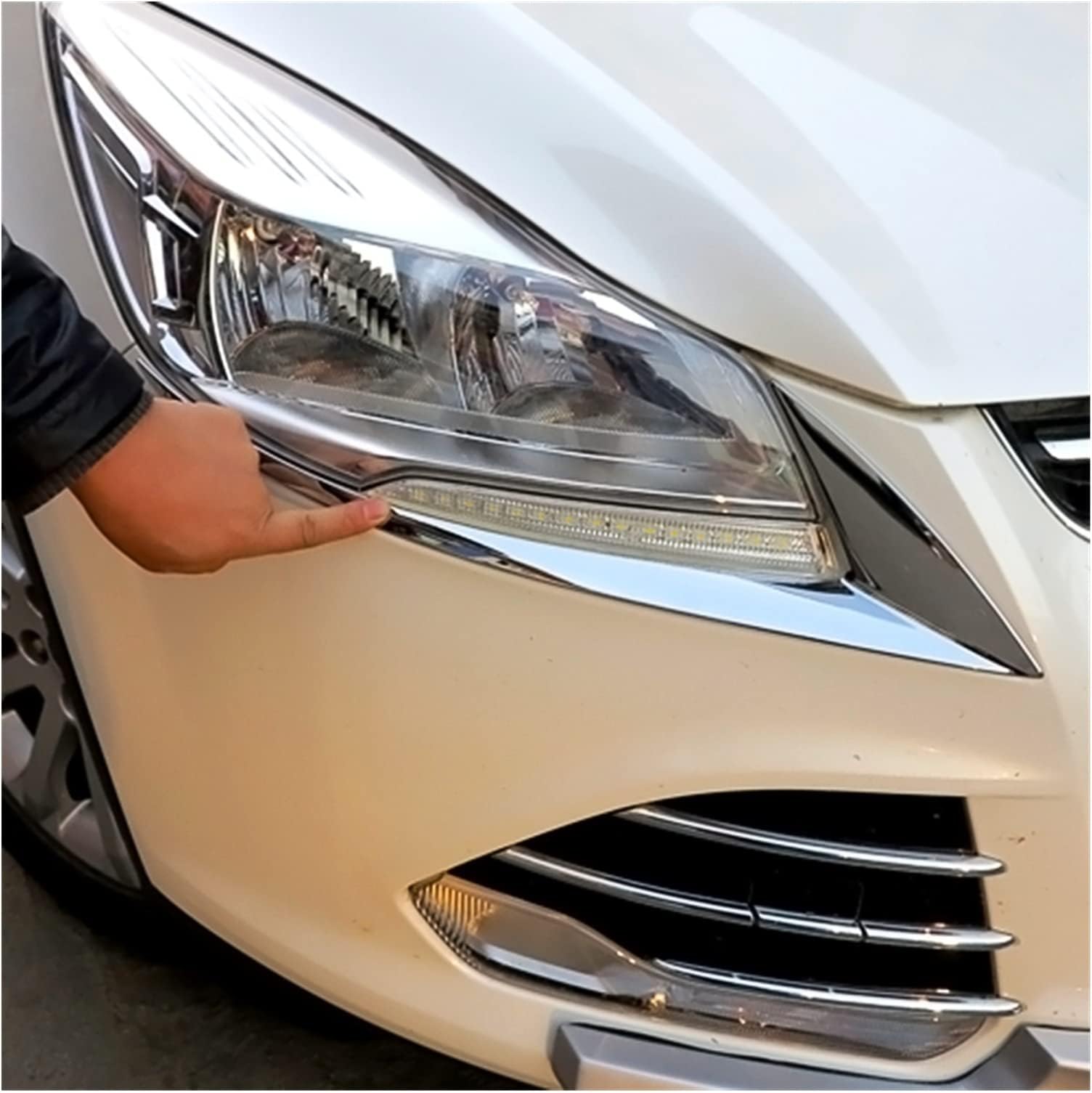 Front Lamp Assembly Headlights For Kuga For Escape 2013 2014 2015 2016 Chrome Headlight Cover Accessories Head Light Trims Headlamp