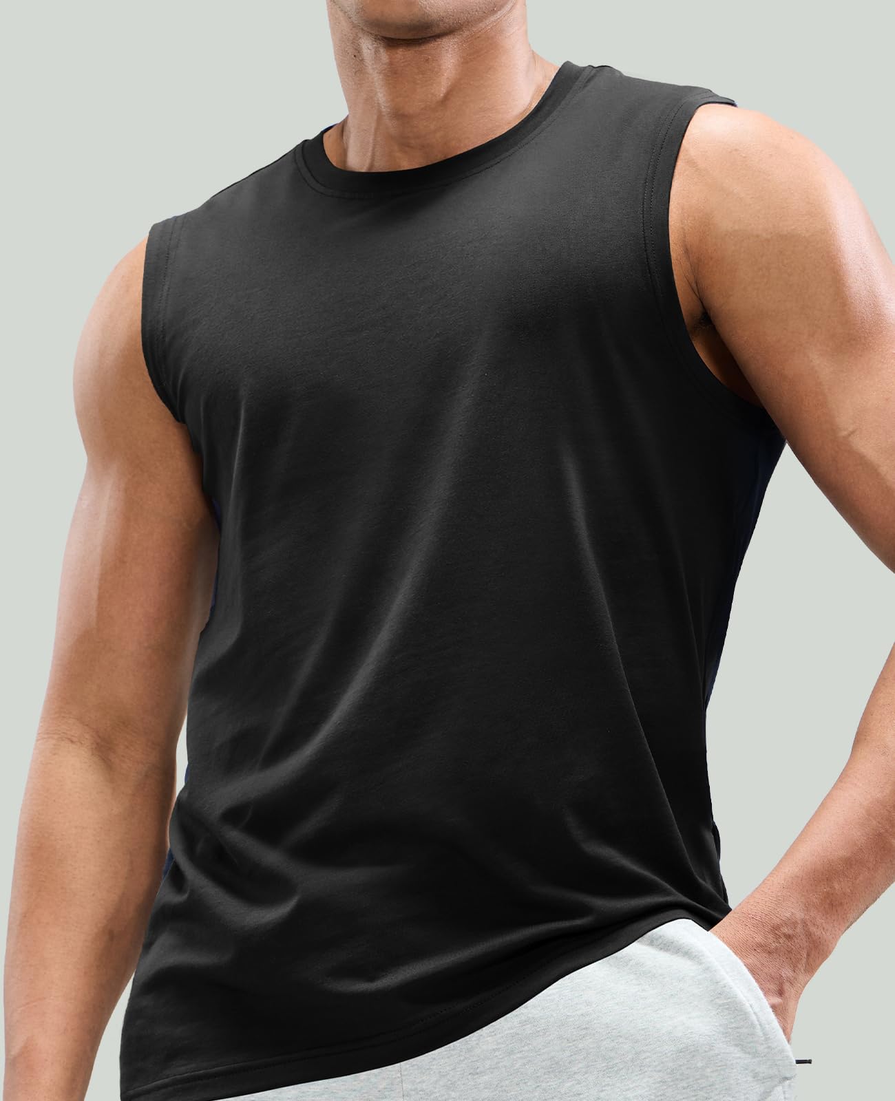 MIER Canotte da uomo in cotone senza maniche per allenamento, corsa, atletica, palestra, lounge, casual, traspirante