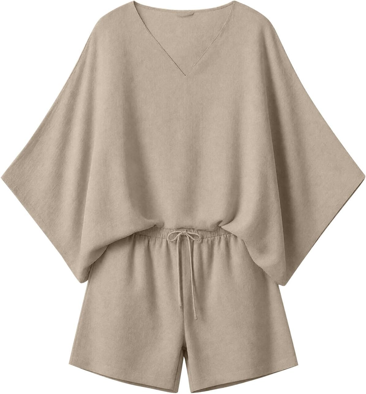 Oversized Short Sets for Women 2026 Summer Loose Comfort Boho Outfits Plus Size Shirts Tops and Drawstring Shorts
