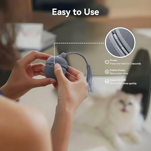 Miniatura 4 de Cheerble Juguetes interactivos para gatos de interior  Wicked Ball Duo 2 juguete automático para gatos con conchas intercambiables duales, juguete