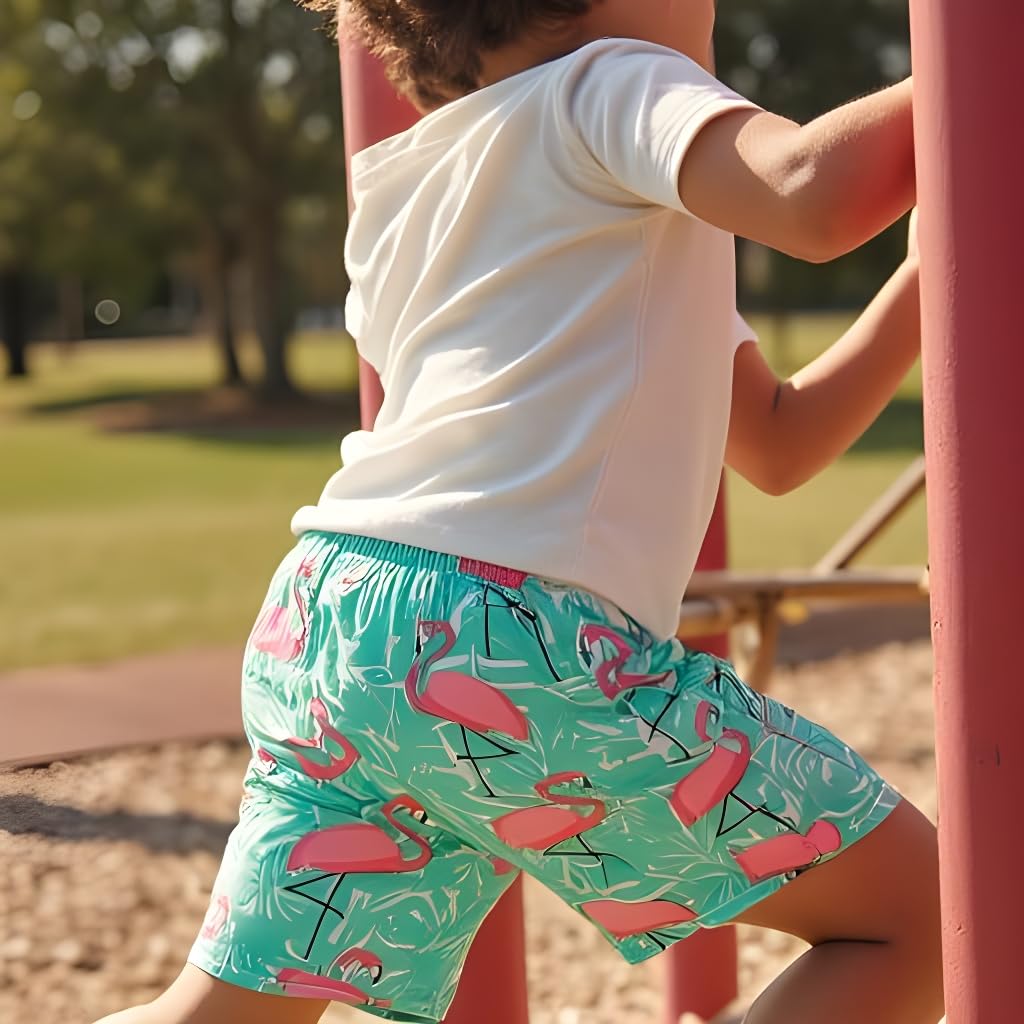 INGEAR Boys Quick Dry Swim Trunks UPF 50+ Sizes 3T-14 Flamingo Swim Shorts