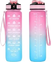 Vista 9 de 32 oz Water Bottles with Times to Drink and Straw, Motivational Water Bottle with Time Marker, Leakproof & BPA Free, Drinking Sports Water Bottle