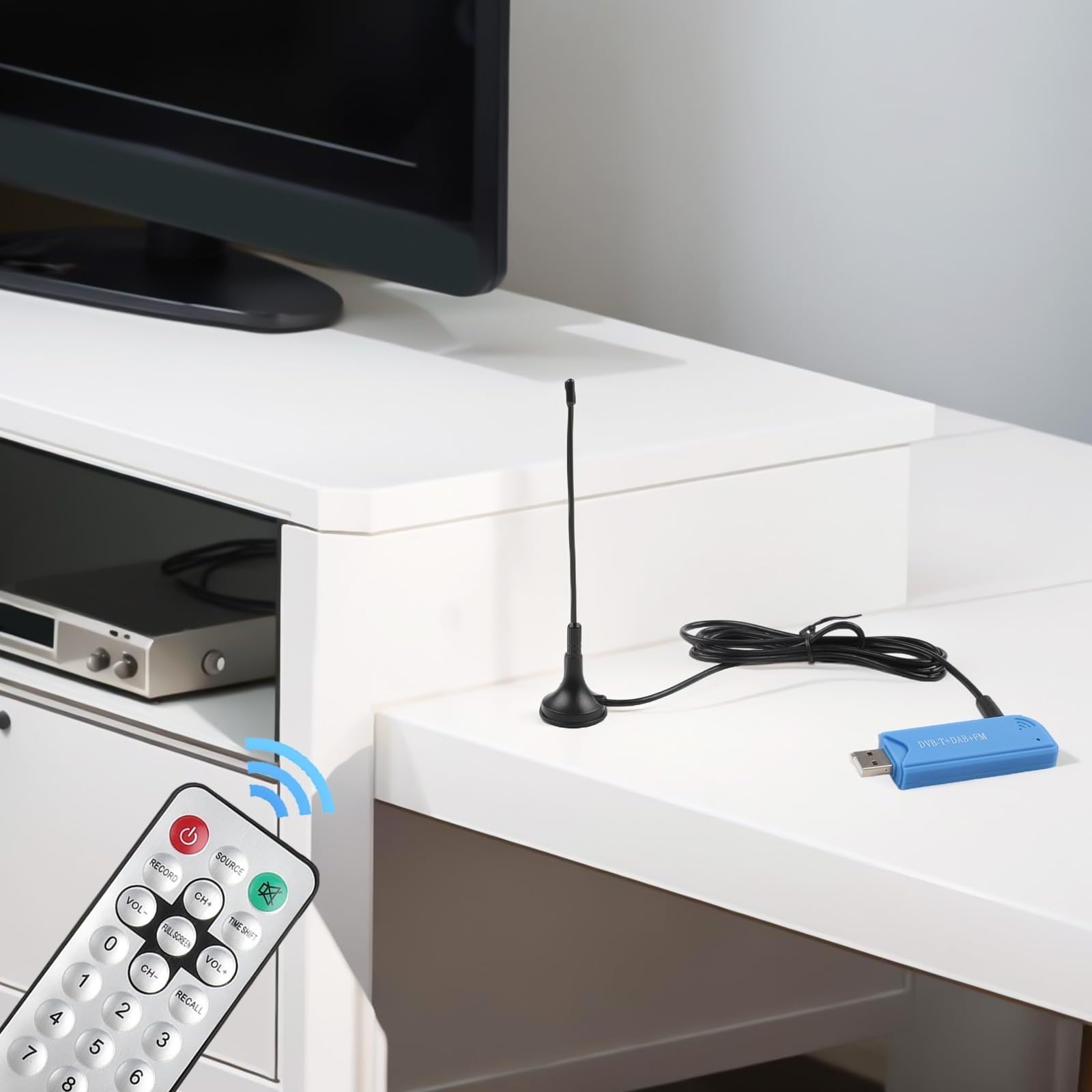 Clé TV numérique portable USB 2.0, tuner TV numérique avec antenne FM DVB-T récepteur pour RTL2832U R828D