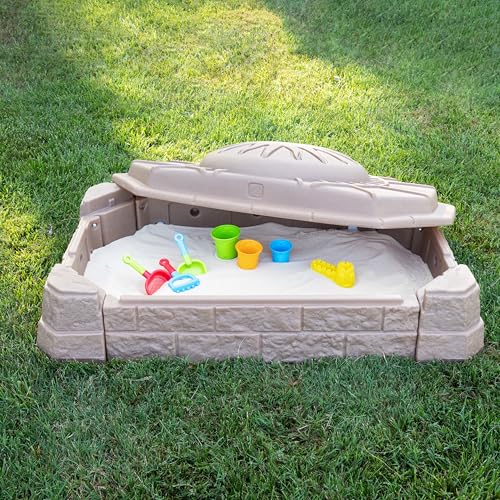 Image of Step2 Naturally Playful Sandbox II, Kids Sand Activity Sensory Play Pit, Summer Outdoor Toys, 7 Piece Water Toy Accessories, for Toddlers 1+ Years Old