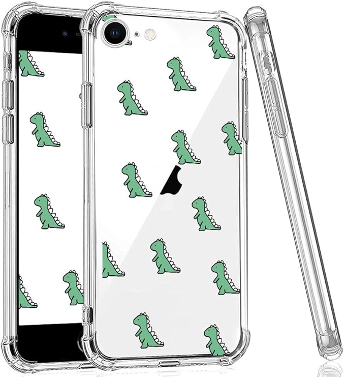 Caroki Compatible With Iphone Se Clear Case Anti Yellowing With Cute Dinosaur Pattern For Iphone 7 8 Clear Case Bumper Protective Shockproof Soft Silicon Cover Case For Iphone 7 8 Se 4 7 Amazon Co Uk