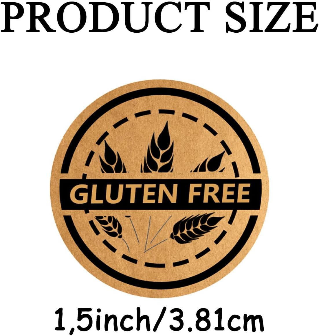 500 Pcs Kraft Gluten Free Stickers 1.5 inch Gluten Contains Warning Labels Food Rotation Stickers for Food Retail Package,Food,Jars Glass Bottle image 2