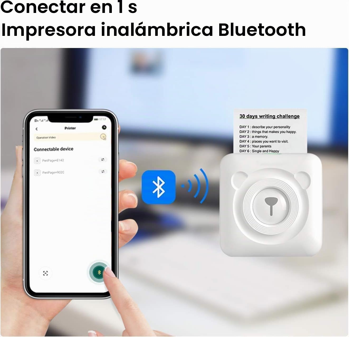 Peripage Mini Impresora de Fotos térmica Bluetooth Peripage Impresora sin Tinta portátil multifunción tamaño pequeño Negro y Blanco Impresora para DIY Fotos, Notas