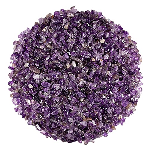 Image of SUNYIK Amethyst Tumbled Chips Stone Crushed Crystal Quartz Pieces Irregular Shaped Stones 1pound(about 460 gram)