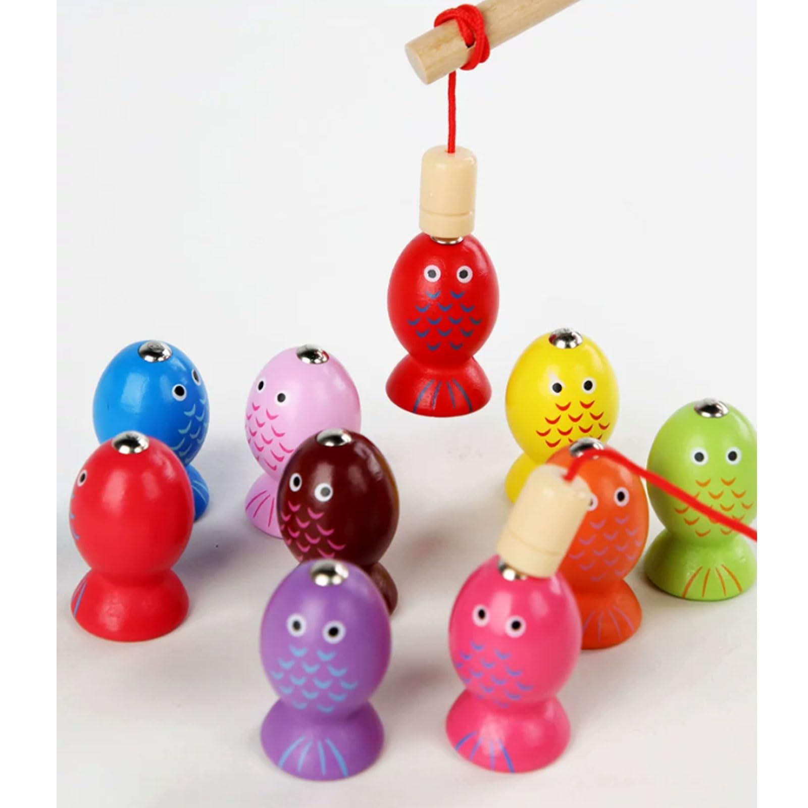 Juguete Montessori 2 en 1 de Pesca Magnética de Madera | Juguete de aprendizaje de contar, sumar y restar, tablero con forma de animal lindo oso/gato/pez, motricidad fina