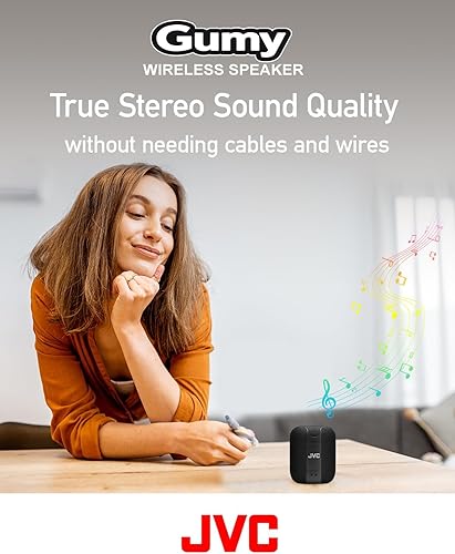 Miniatura 7 de JVC Altavoz inalámbrico portátil Gumy con sonido envolvente, Bluetooth 5.3, ligero, capacidad TWS, USB-C, batería de hasta 15 horas de duración -