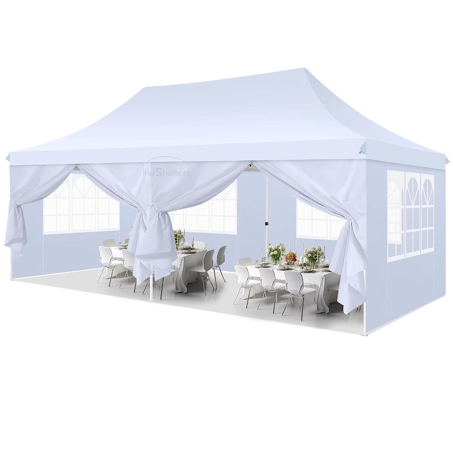 THESHELTERS - 10x20 ft Pop Up Canopy Tent, Instant Folding Portable Shelter Gazebo for Outdoor Party, Event, Wedding & Camping | Easy Installation Lawn (White with 6 Sidewalls)-image-30