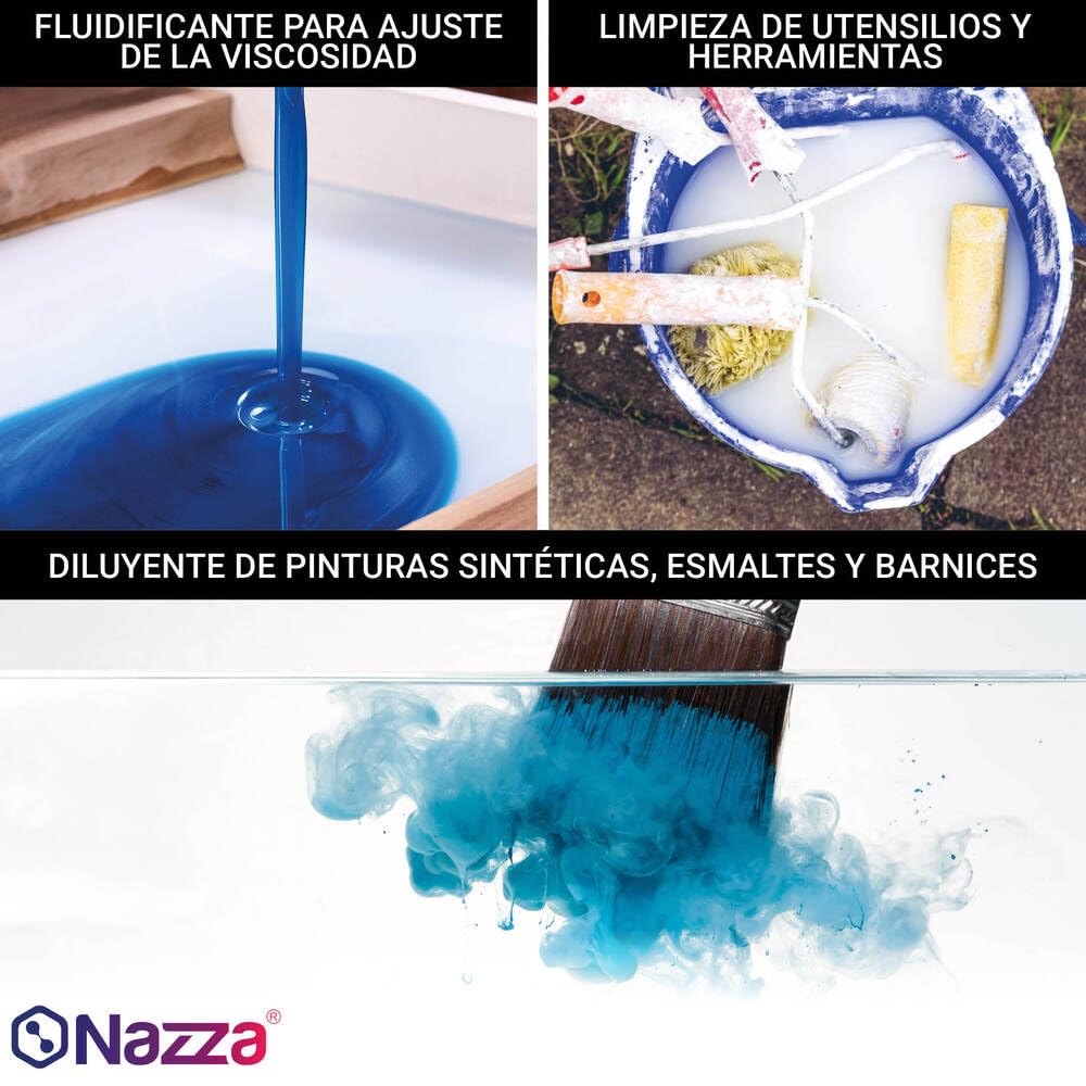 Aguarrás de uso Profesional Nazza - Aguarrás para pinturas sintéticas o Diluyente orgánico sin disolventes recuperados - Envase de plástico de 5 litros