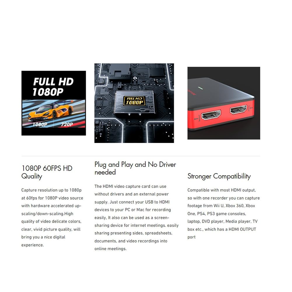 Tarjeta de Captura de Vídeo de Juegos USB 3.0 HD 1080P 60FPS Dispositivo de Caja de Grabación de Juegos Transmisión en